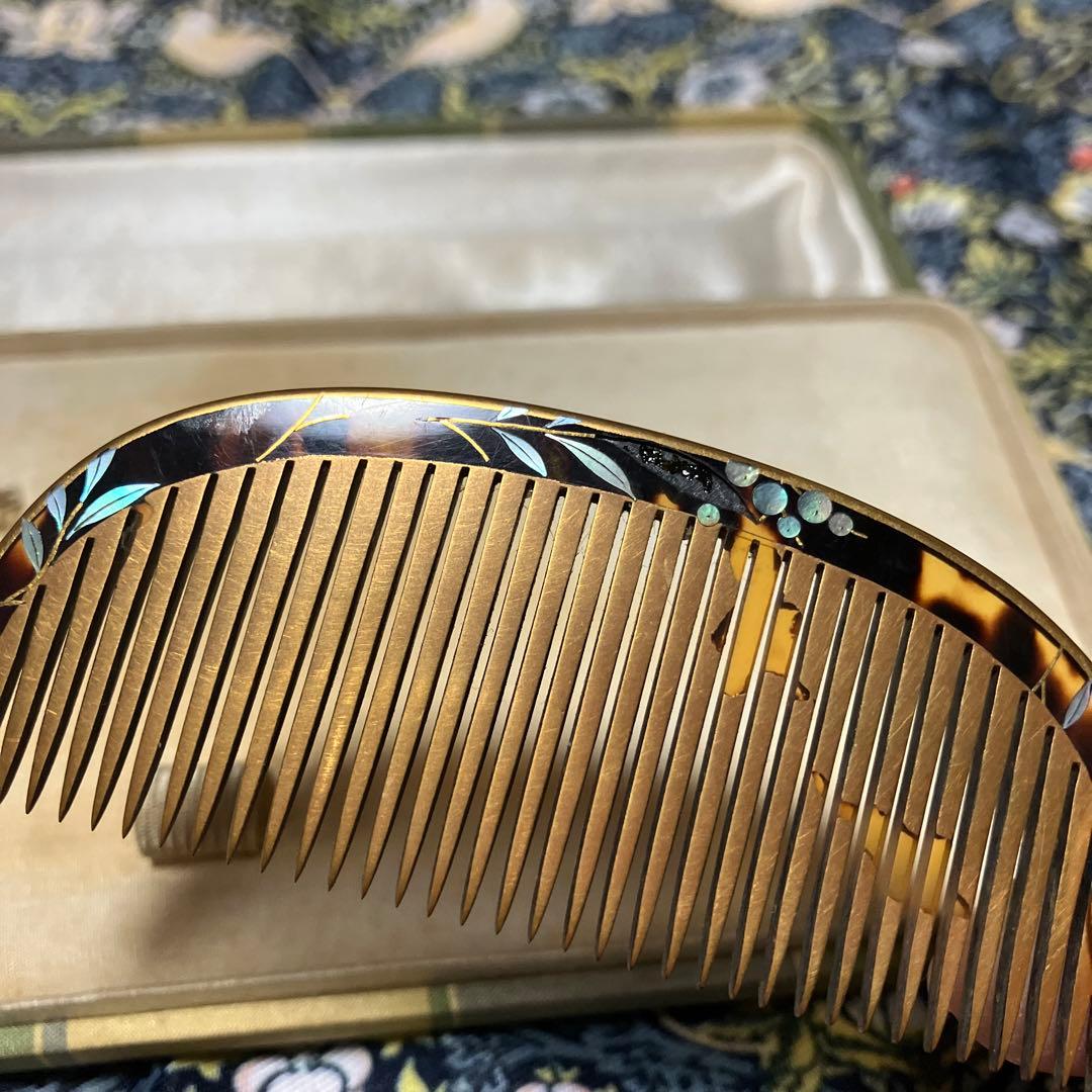 アンティーク 本鼈甲 螺鈿細工 金塗り 簪 櫛 アンティーク 本鼈甲 螺鈿細工 金塗り 簪 櫛