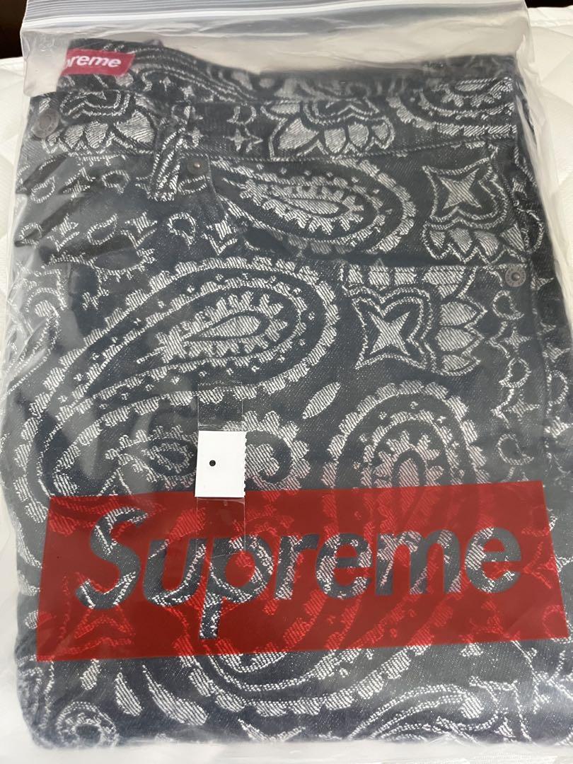 Supreme Bandana Jacquard Baggy Jean 黒 34