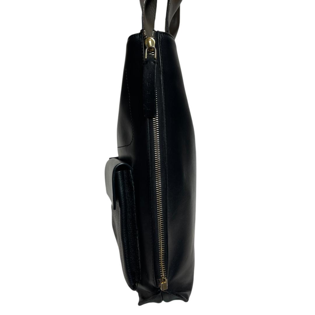 美品 MARNI 2522 サイドジップ トートバッグ ブラック A4可