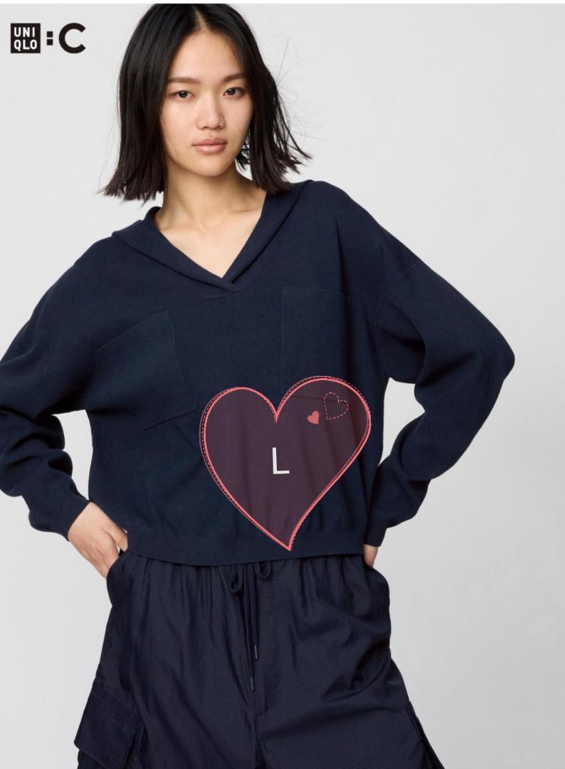 【人気完売品】UNIQLO Cリラックスフーデッドセーター Lサイズ ネイビー