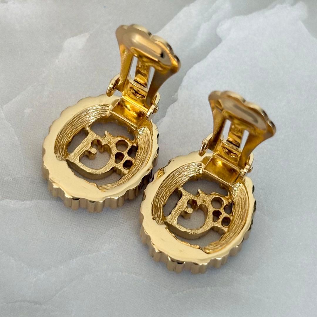 【極美品】Dior✨イヤリング ディオールロゴ オーバルラインストーンdm232