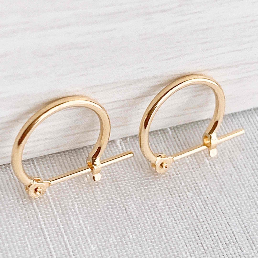 18金【1×10mm 定番フープピアス】イエローゴールド 刻印入 新品！ 18金【1×10mm 定番フープピアス】イエローゴールド 刻印入 新品！