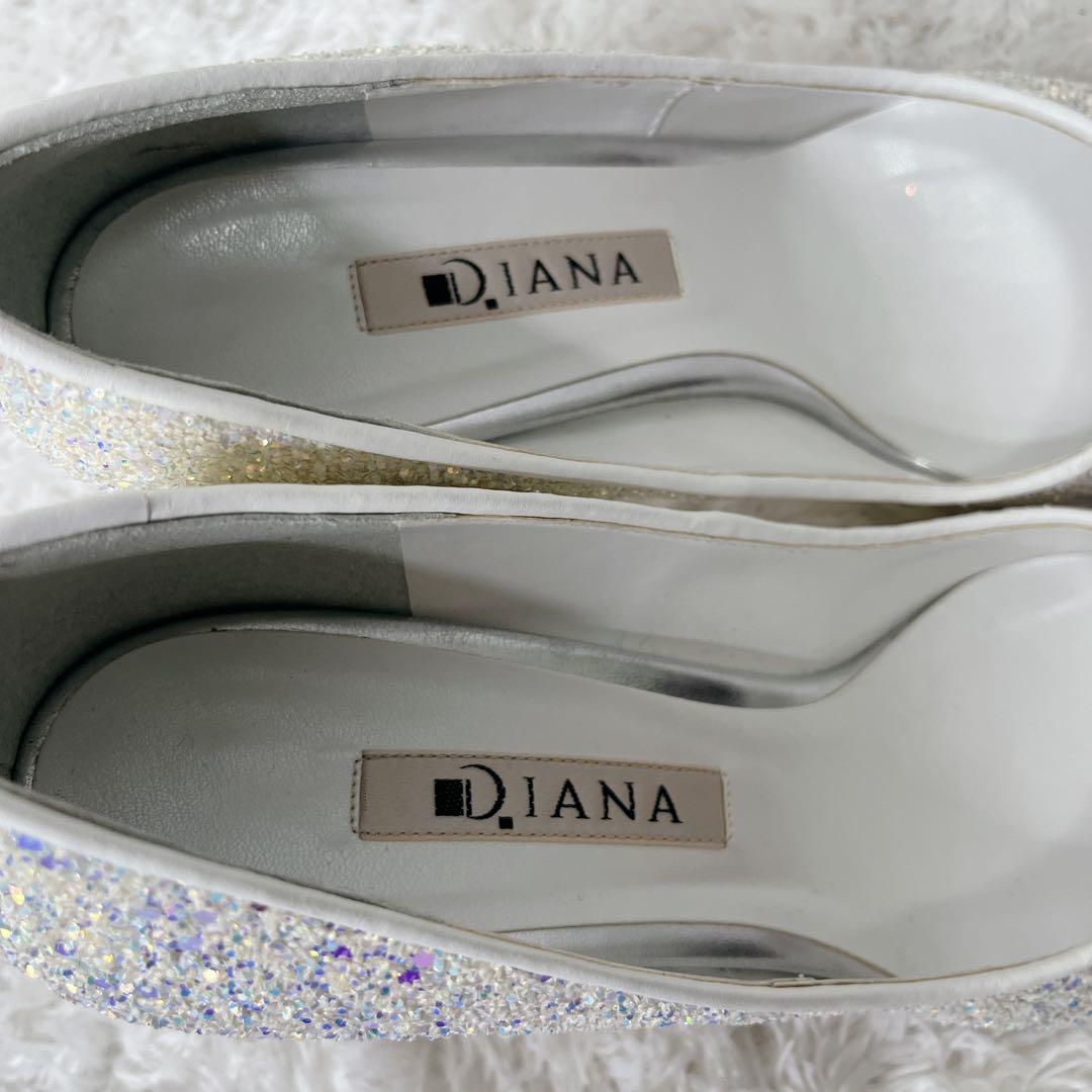 ✨極美品✨ ダイアナ グリッター ラメ 結婚式 パンプス レザー ホワイト