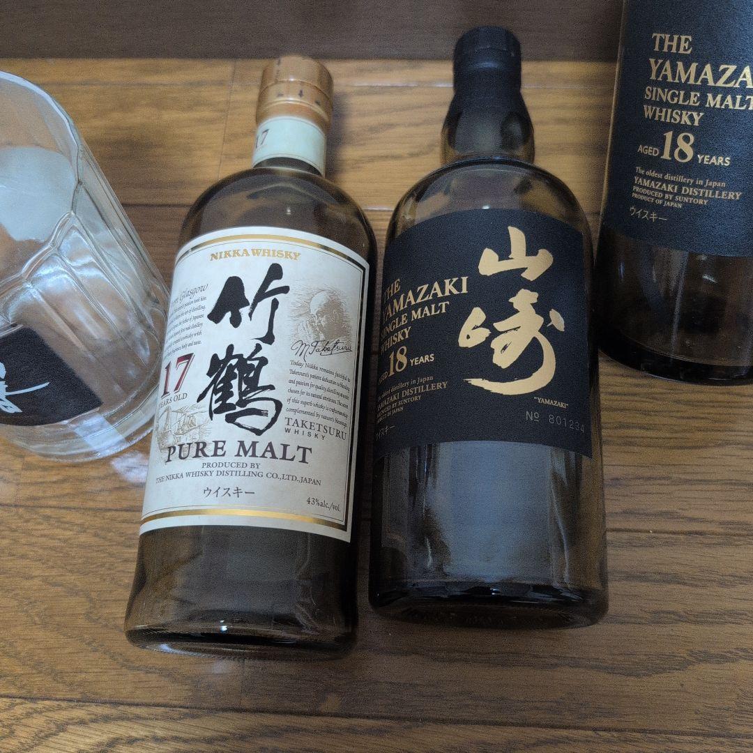 山崎18年・響21年・響17年・レア瓶セット 山崎18年・竹鶴17年 響21年空き瓶セット - メルカリ