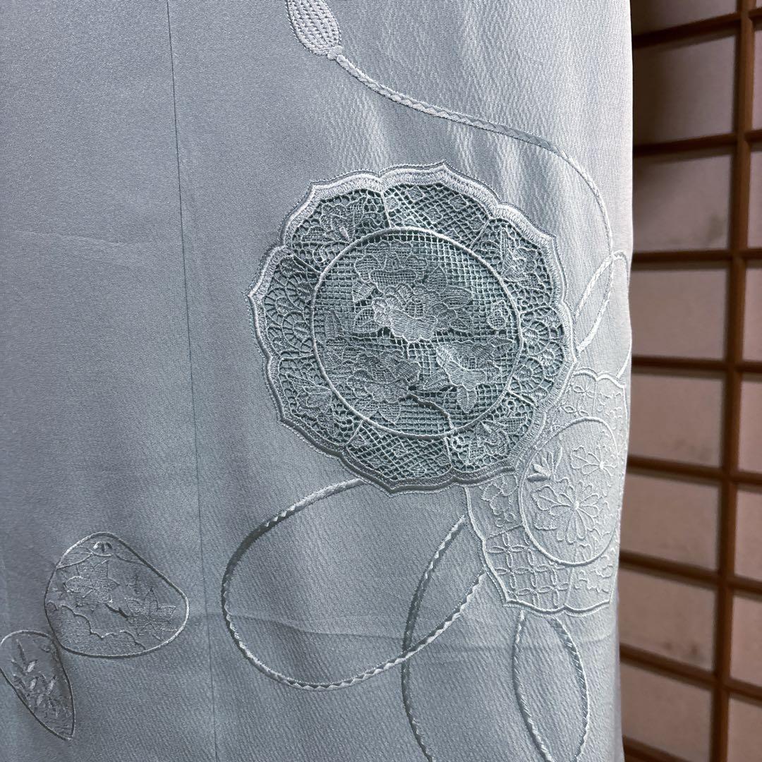 汕頭刺繍 刺繍 裄68 色味の良い ゆったりサイズ 紋無し 付下げAK-6854 k-5726 上品な色味 汕頭刺繍 紋なし 正絹 袷 付け下げ