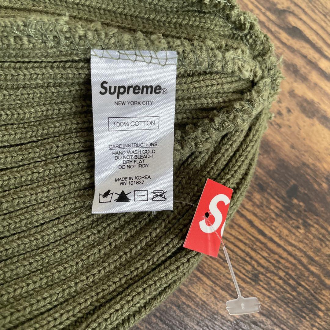 Supreme 半タグ付き オリーブ ニット帽 ビーニー