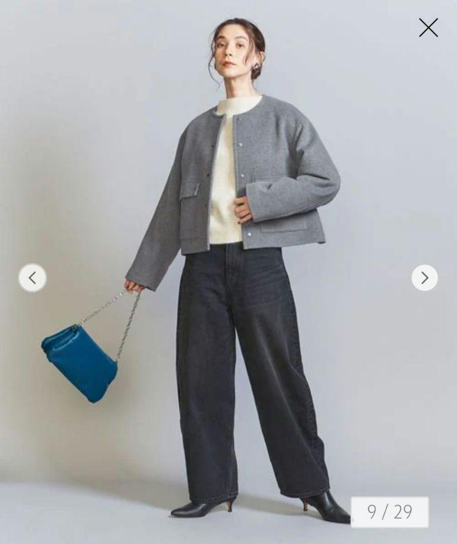【最終値下】美品　毛ブレンド ノーカラーショートコート