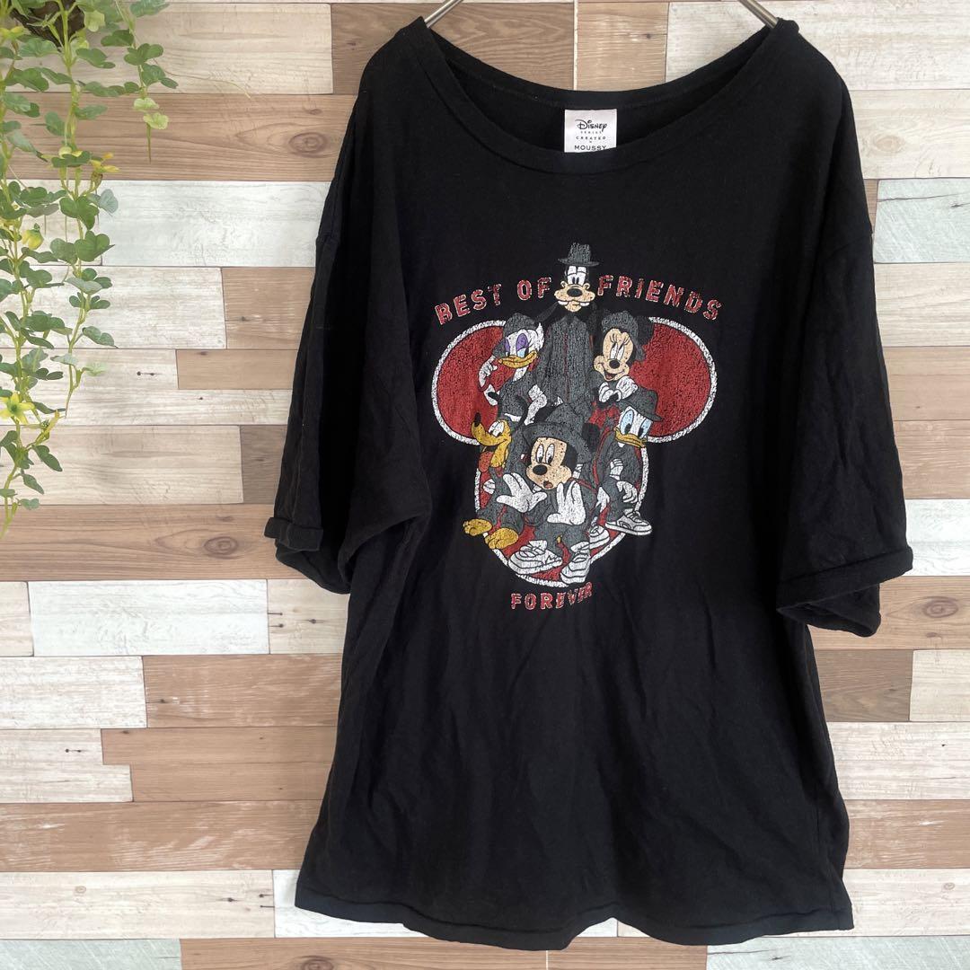 A0675 Moussy ディズニー コラボtシャツ F ひび割れプリント加工 メルカリ