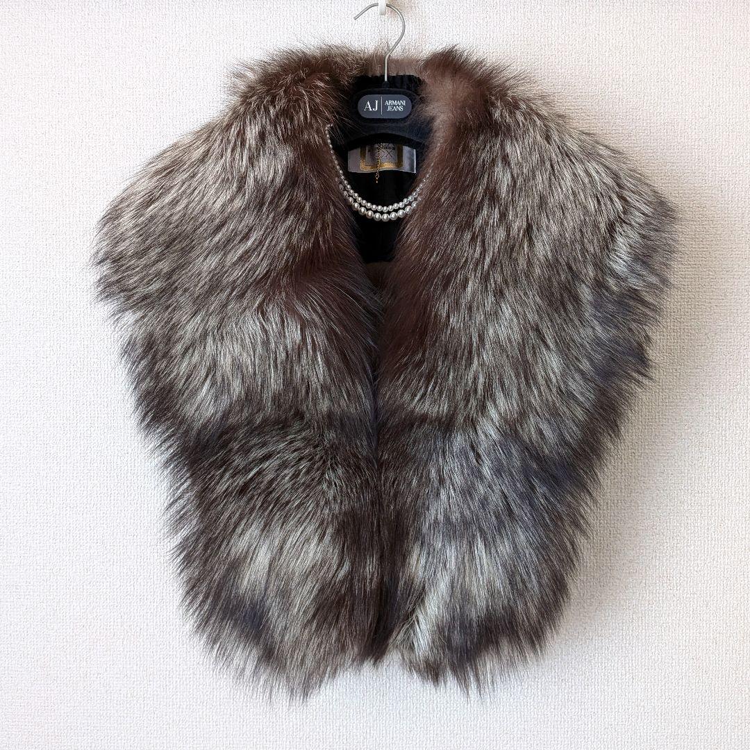 大判ショール サガフォックス 金タグ リアルファーブラウン系SAGA FURS