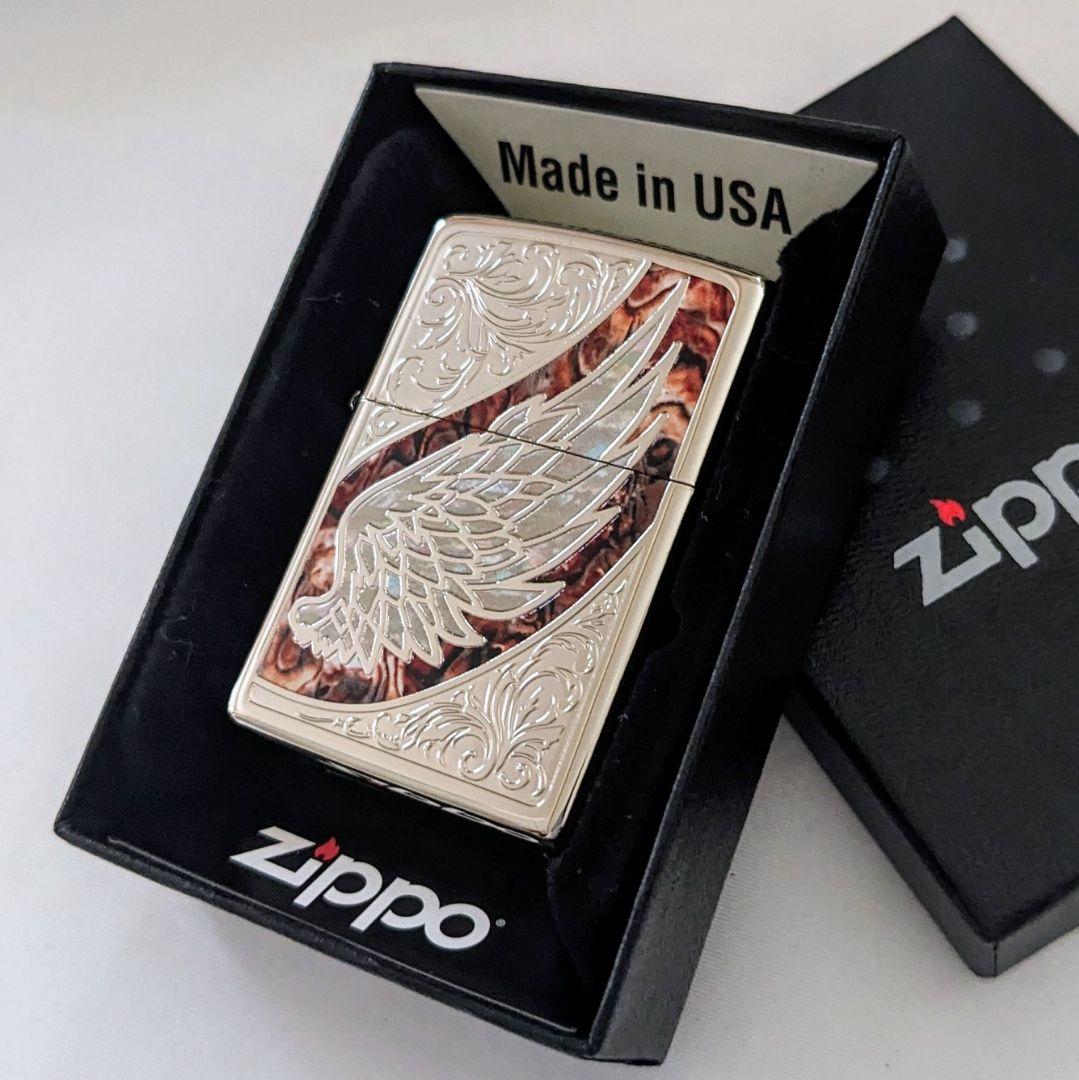 zippo✧ウィング✧ブラウン　ニッケル　新品　送料無料　ジッポ