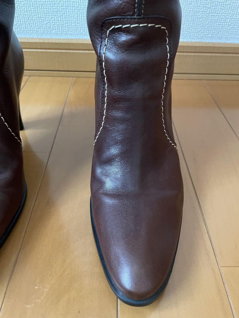 新品未使用　ブラウン レザー ロングブーツ　 銀座かねまつ ２３cm