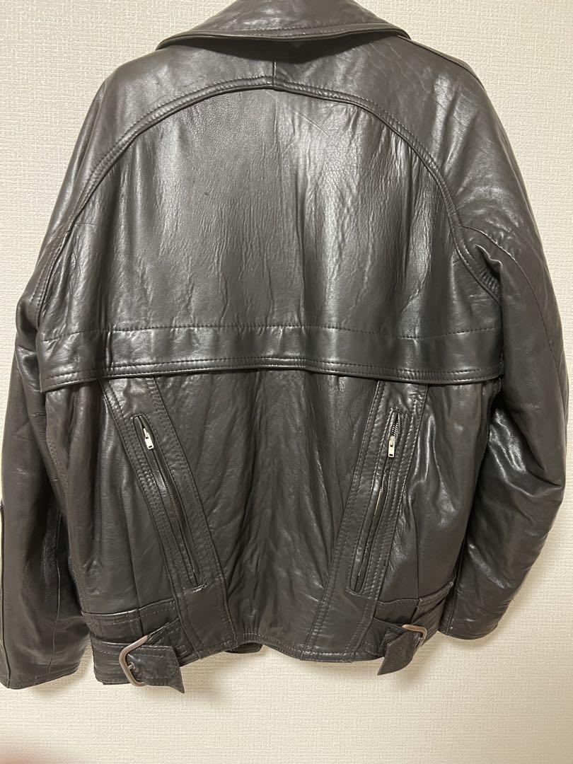 ブラックレザー ダブルライダースジャケット