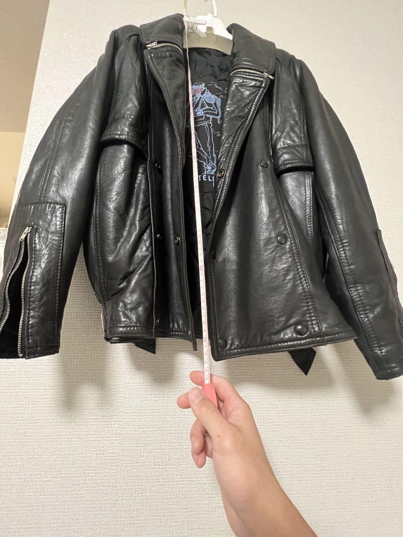 ブラックレザー ダブルライダースジャケット
