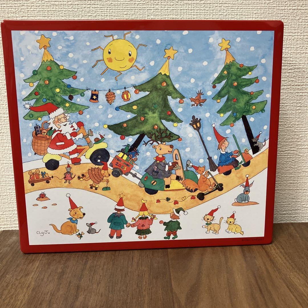 １着でも送料無料 クリスマスイラスト 空き缶 書類入れ 小物入れ お菓子缶 その他