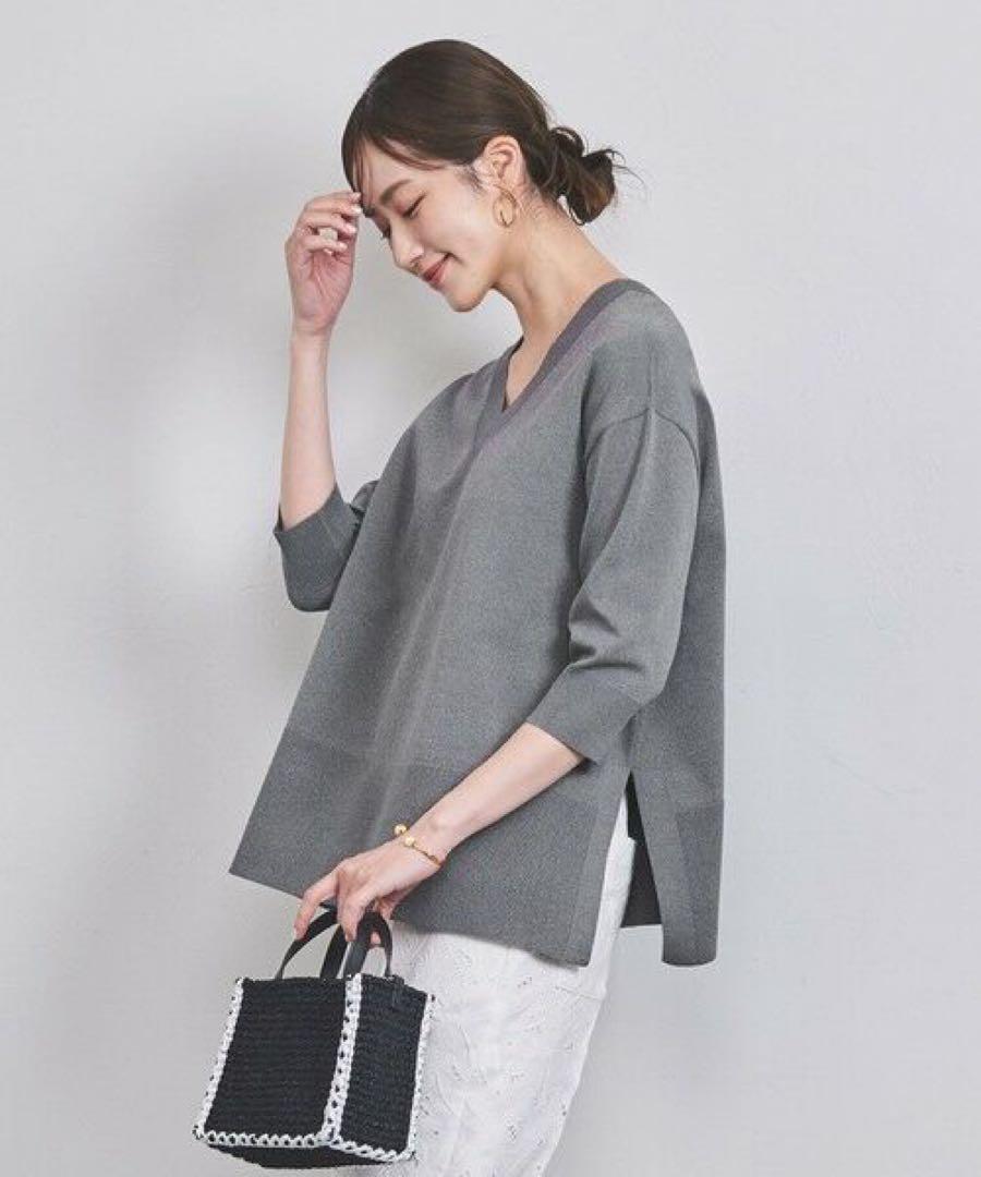 UNITED ARROWS ミニマル 2WAY 6分袖 ニット  グレー