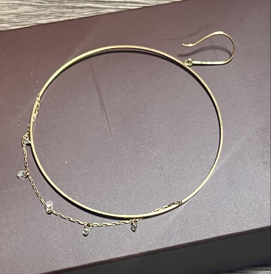 アーカー ビンドゥチェーンダイヤモンドフープピアス 18k ゴールド 片耳