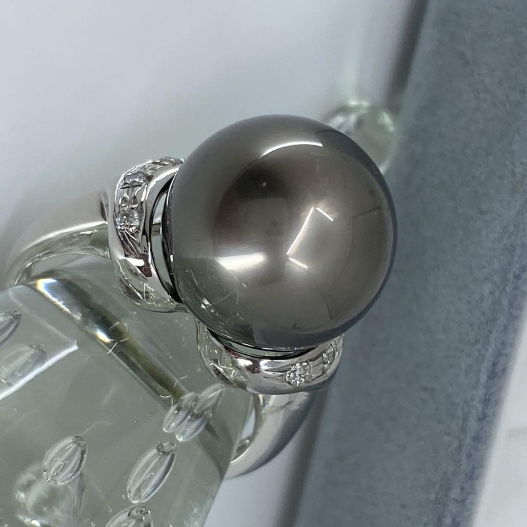 ★新品・未使用★ プラチナたっぷり本格派！Pt黒蝶真珠13.0mm&ダイヤリング