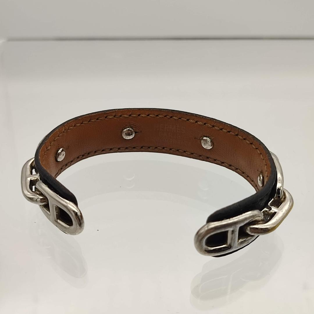 レザーの Hermès レザーバングル ブラック nZkyf-m92753264057 エルメス シェーヌダンクル っているす