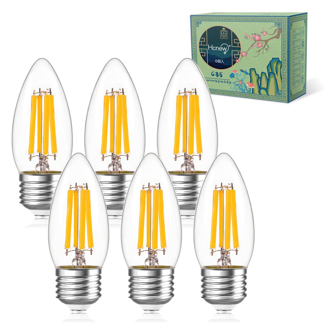 HCNEW LED電球 シャンデリア電球 C35 E26口金 エジソン電球
