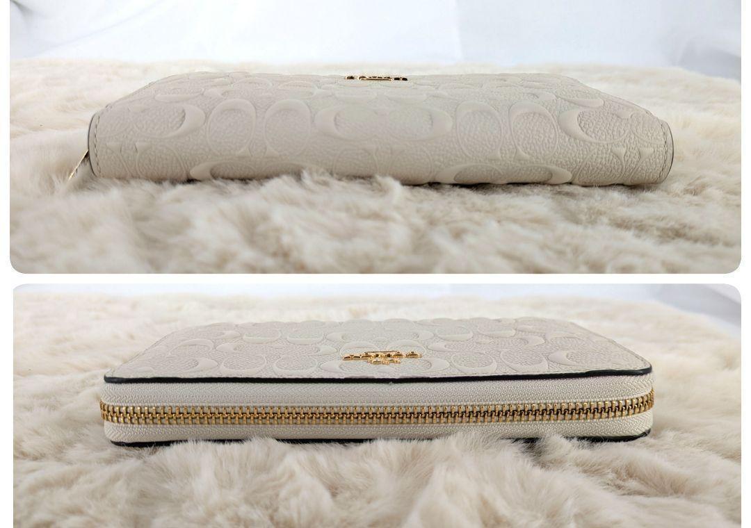 新品同様 COACH コーチ C7220 シグネチャ ラウンドファスナー 長