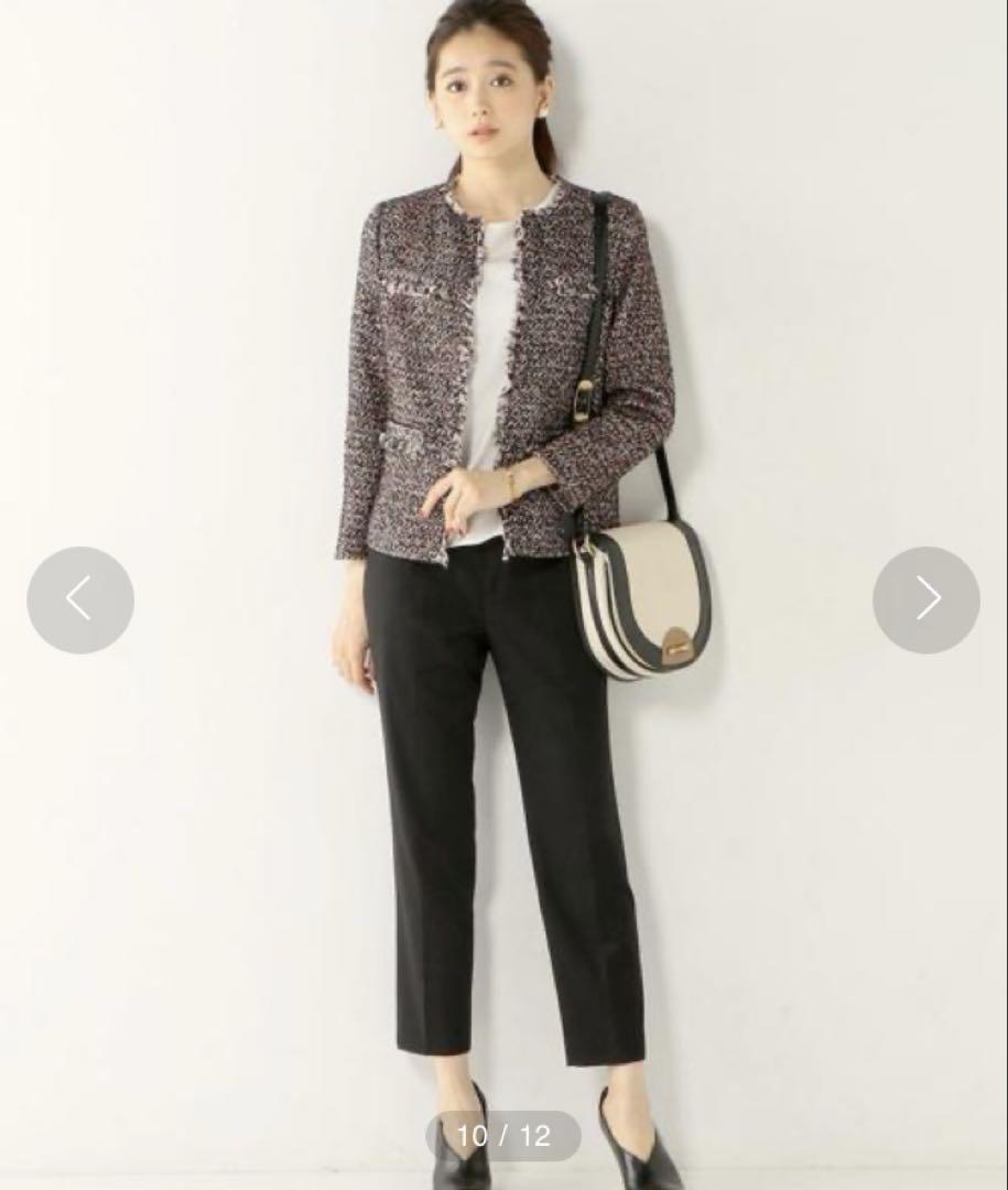 UNITED ARROWS ツイード ノーカラージャケット 36 ピンク