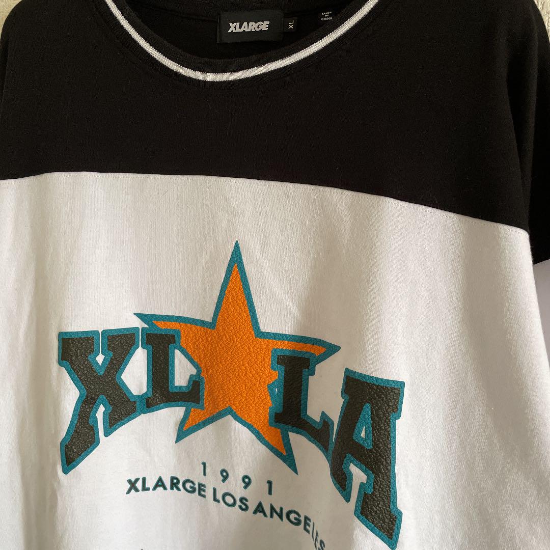 エクストラ⑨ XLARGE ロンT XLサイズ b3hVT-m92764454215 エクストララージ ビッグプリントホッケーシャツ シャツ