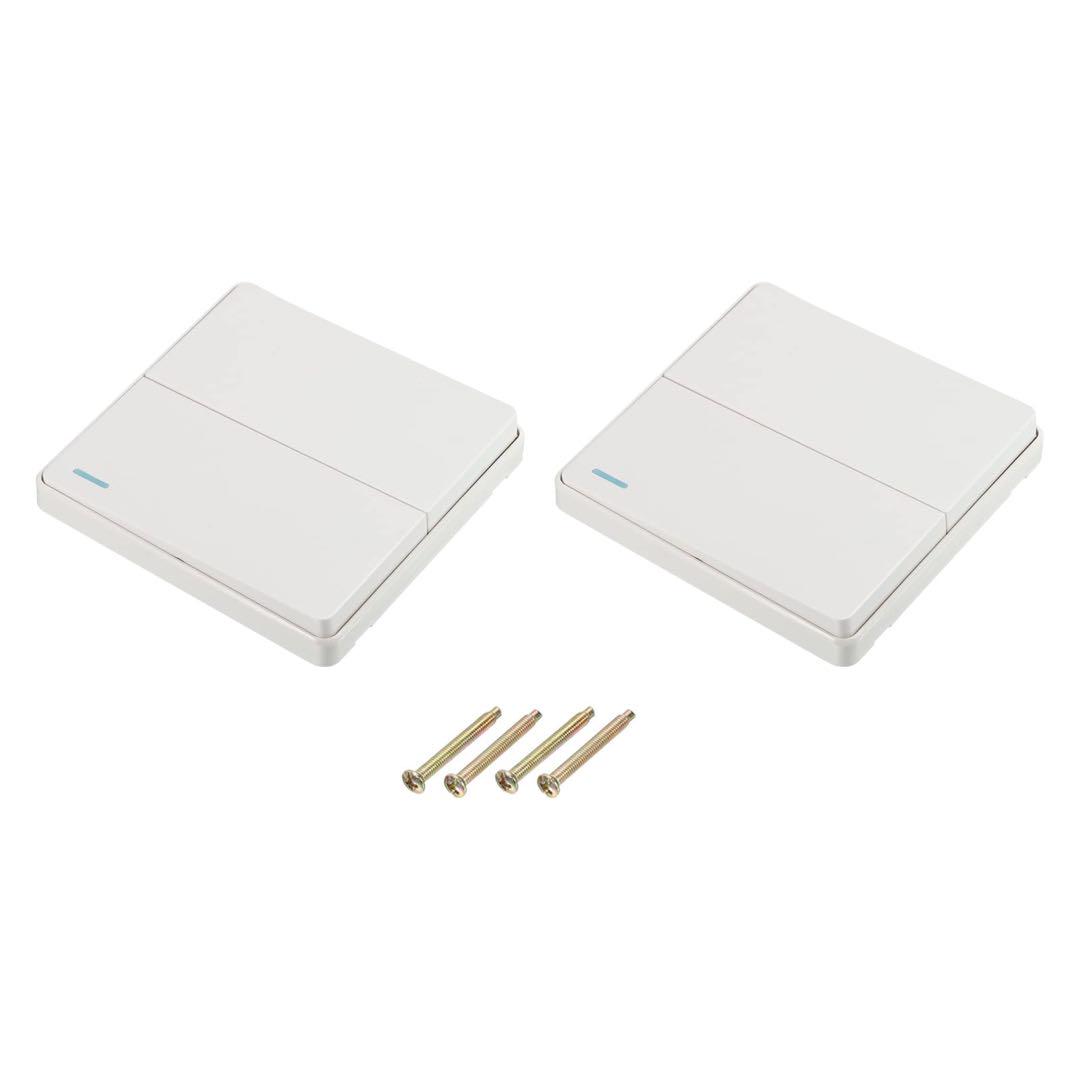 ライトスイッチ 壁パネル オン/オフプッシュボタン86mmx86mm 2個入り