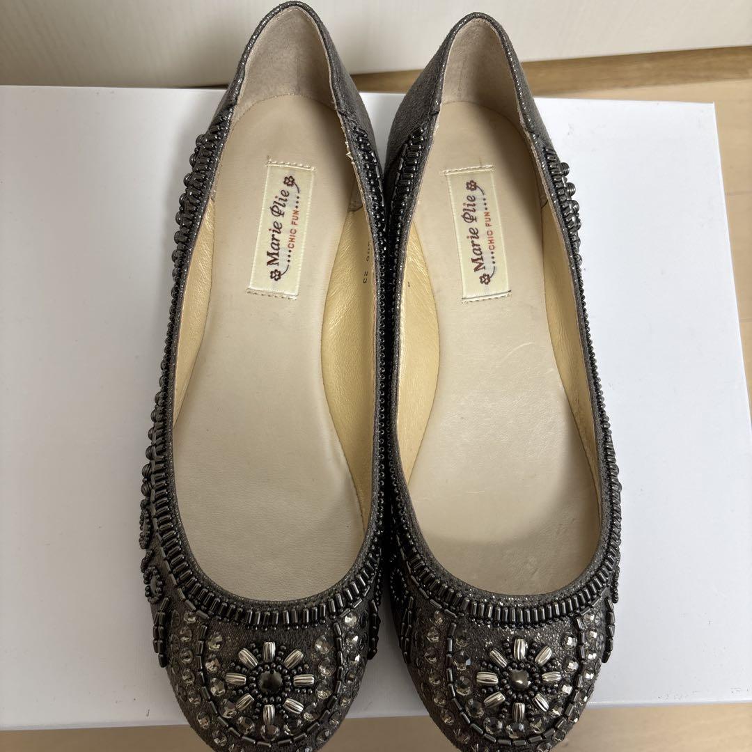 Marie Plie ビジュー付きフラットシューズ 23cmＥＥサイズ