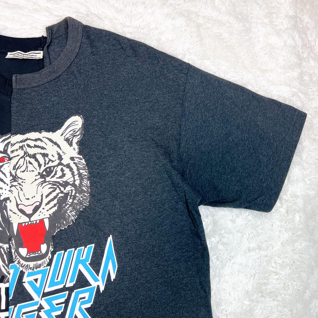 オニツカタイガー トラプリント ドッキング Tシャツ 送料込み 未使用級✨オニツカタイガー リメイク風ドッキングTシャツ M