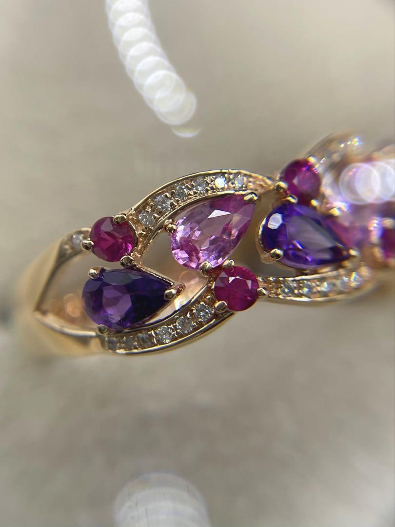専用JD196★高級 マルチストーン2.03ct K18PG リング 鑑別付