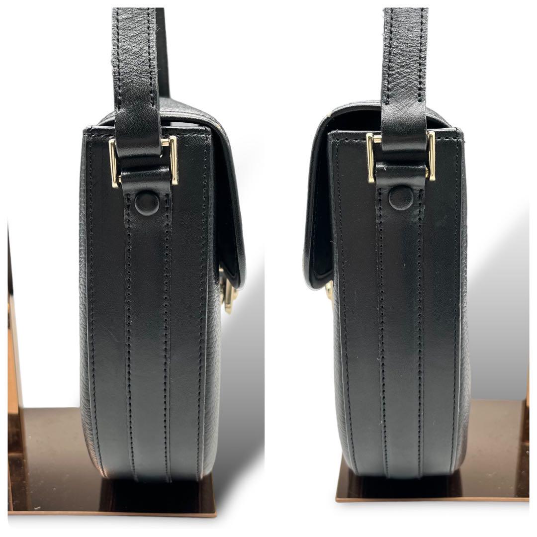 美品 3805 Burberry バーバリー ショルダーバッグ レザー ブラック