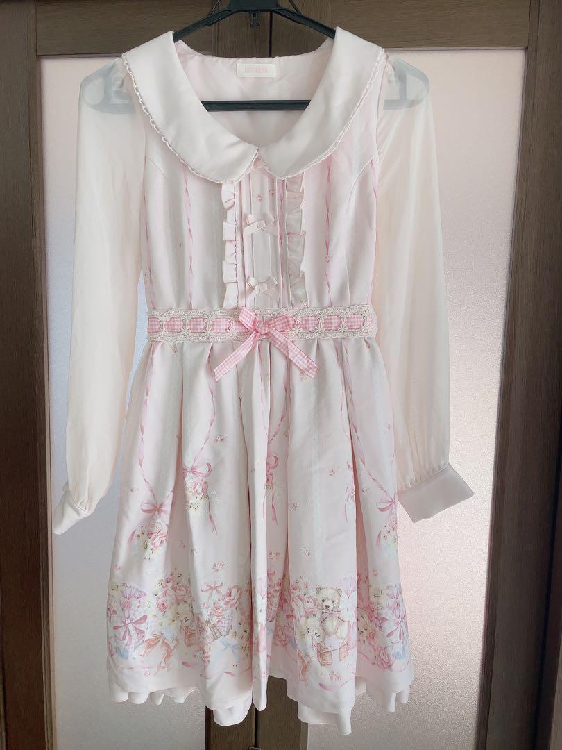 正規品♡ベア柄レーヨンワンピース♡ピンク リズリサ ワンピース ピンクベア柄 - メルカリ