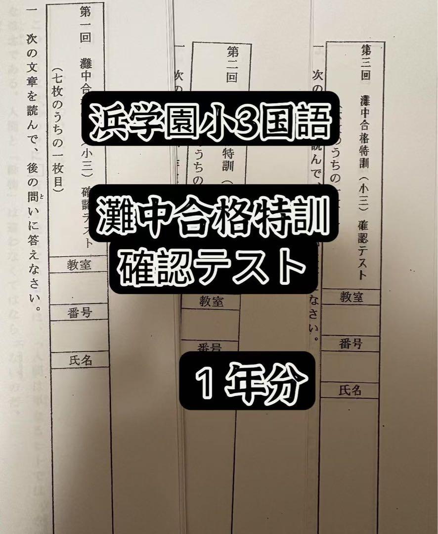 浜学園　小５　灘中合格特訓　確認テスト　３教科　算数　国語　理科 浜学園 小3 灘中合格特訓 確認テスト算数&国語 一年分 - メルカリ