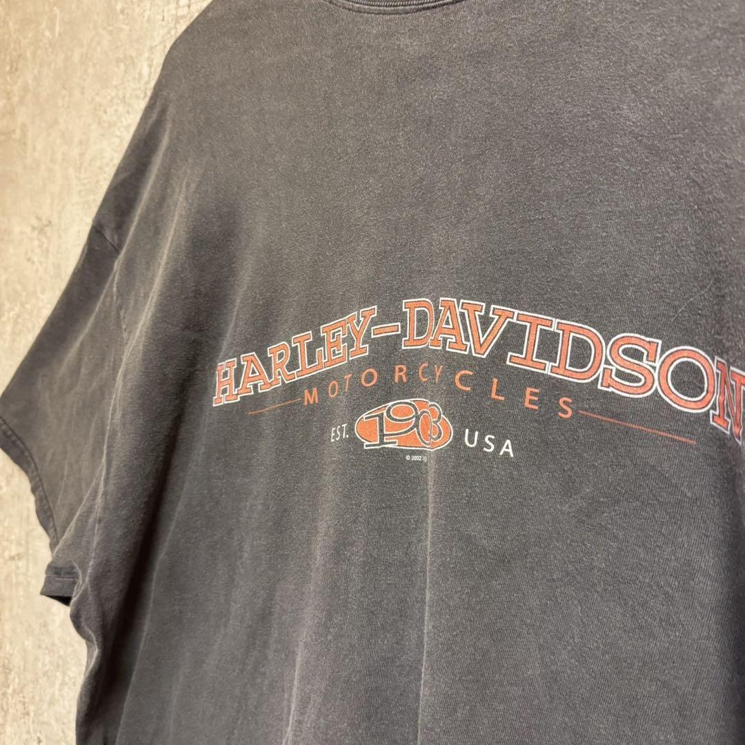 ハーレーダビッドソン ブラック Tシャツ フェード 公式 両面プリント バイク