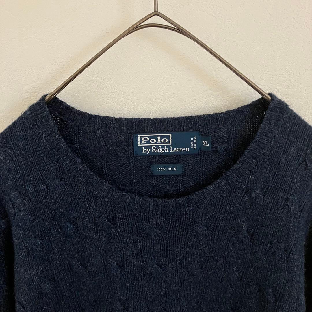 超贅沢 90s ポロバイラルフローレン シルク100% ケーブル ニットセーター 超贅沢 90s ポロバイラルフローレン シルク100% ケーブル ニットセーター