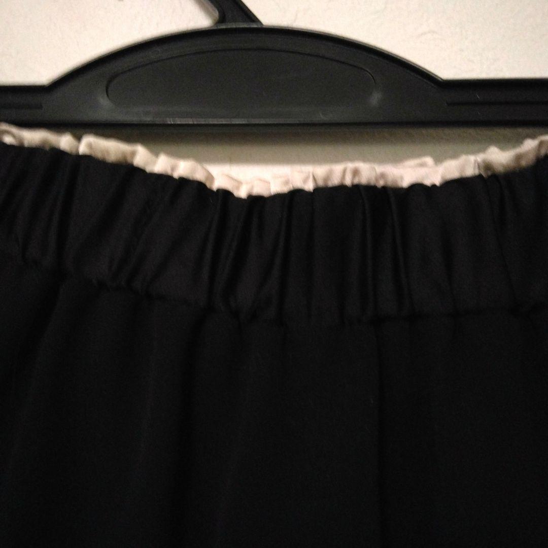 黒 ワイドパンツ ゴムウエスト巻布付き