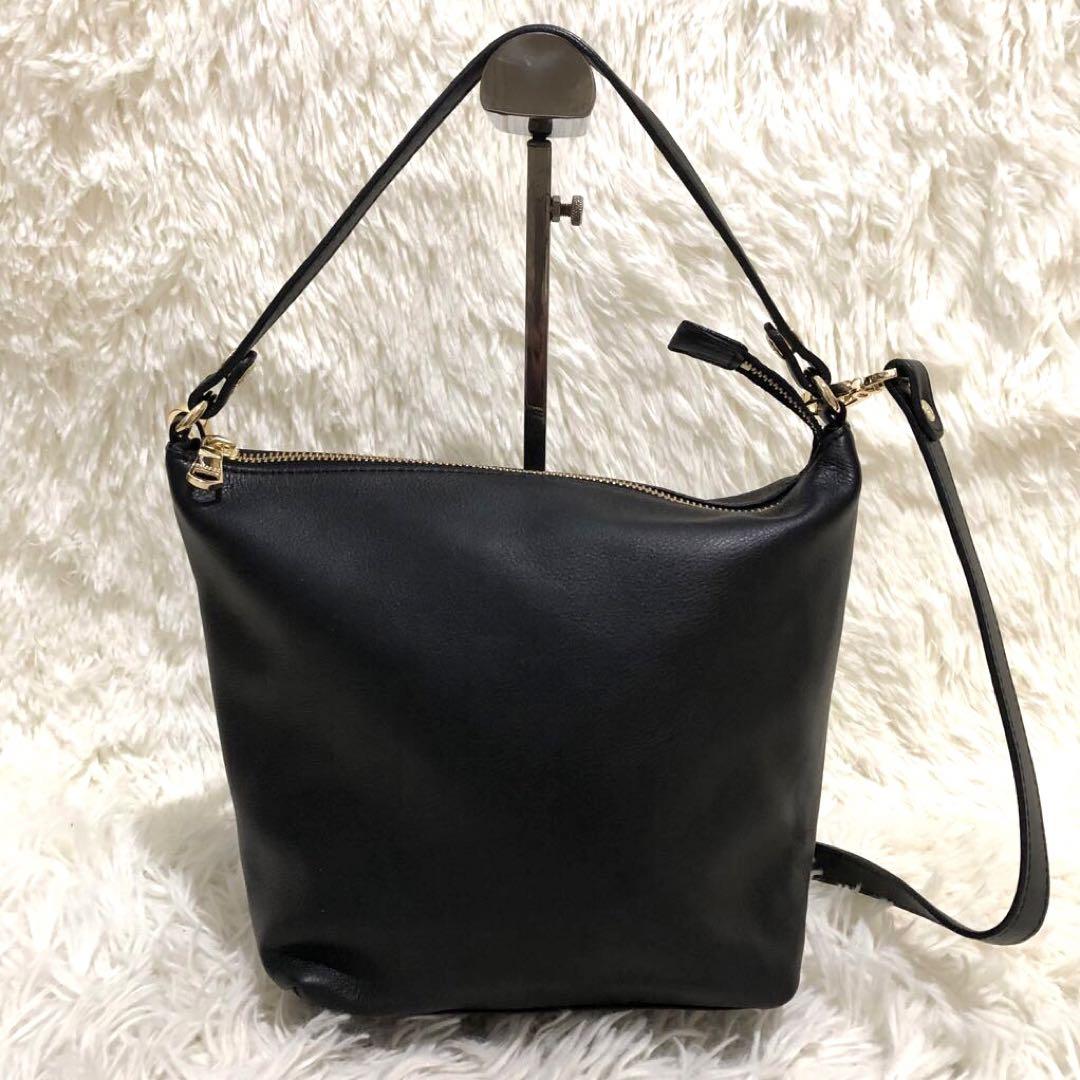 ラシット レザー 2way ハンドバッグ ショルダーバッグ ブラック