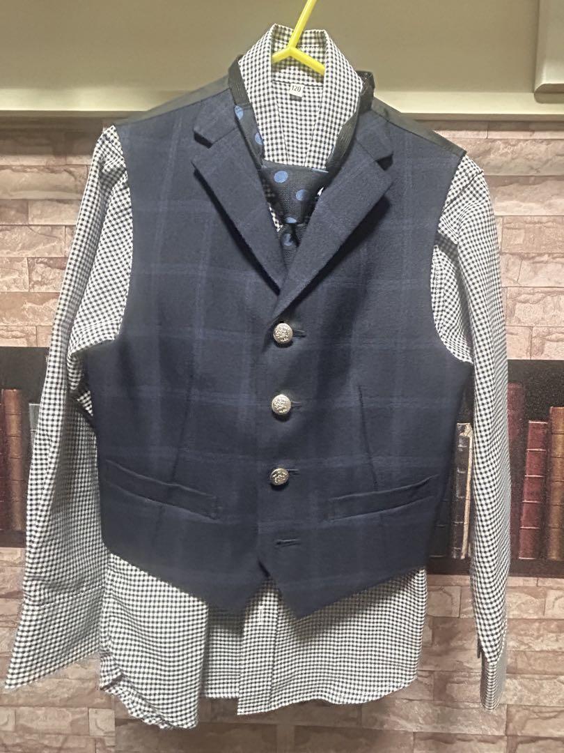 【美品】WANDER FACTORY フォーマルスーツ 120 ネイビーチェック