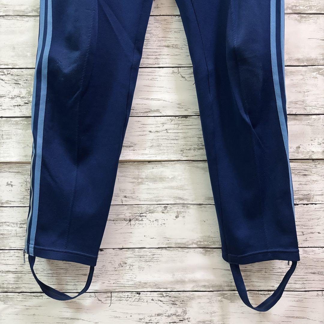 80s adidas アディダス トラックパンツ デサント 5号 adidas - 80s アディダス トラックパンツ/ジャージ 5 ネイビー