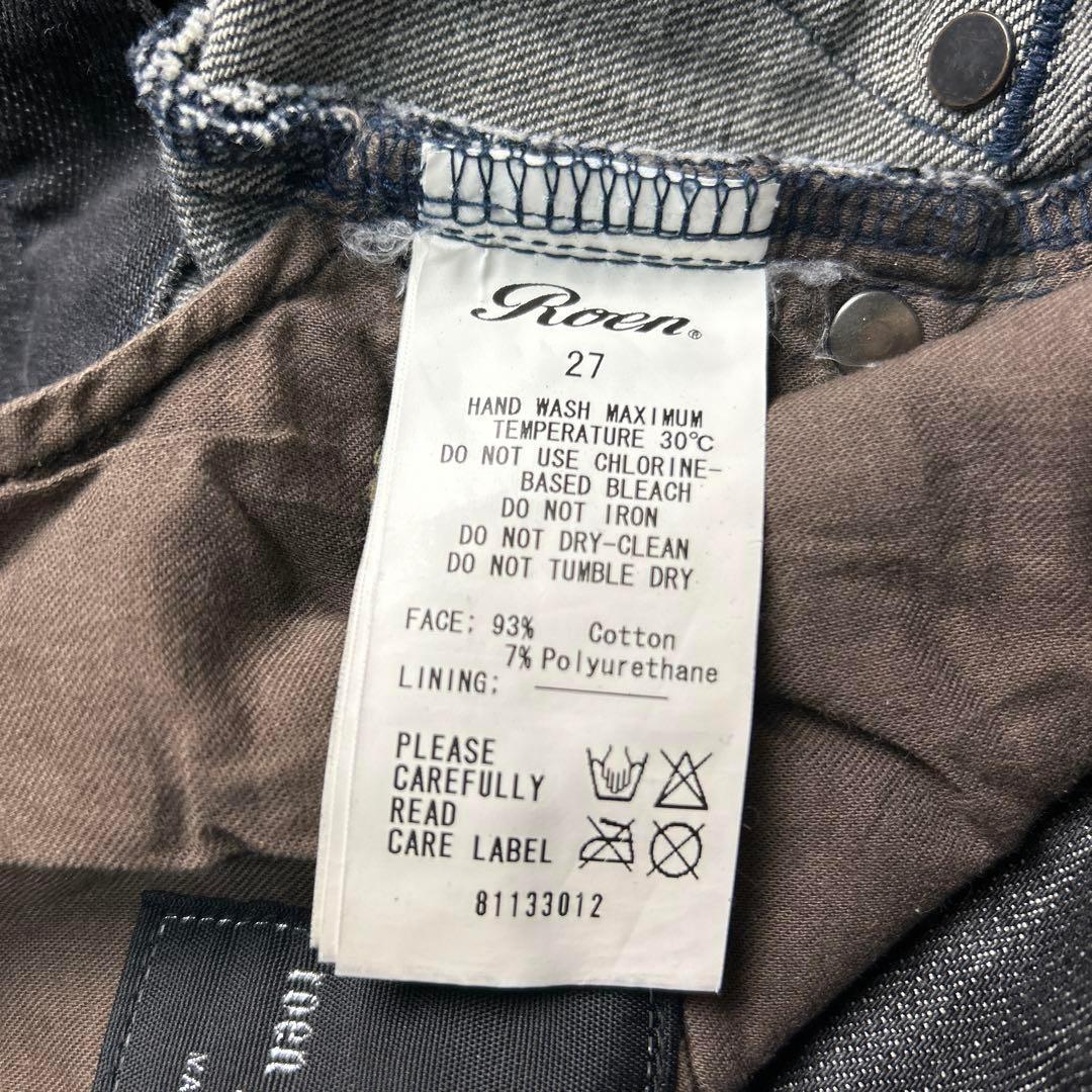 高質で安価 roen 27 黒 デニムパンツ スカル ジーンズ ロエン jeans パンツ