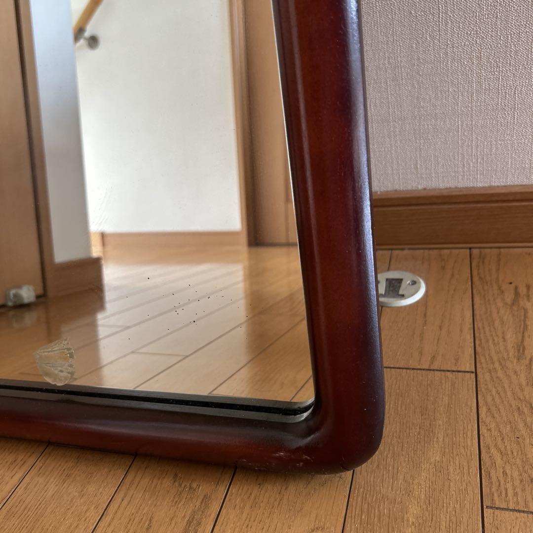 昭和レトロ！ヴィンテージ！　姿見鏡　木製フレーム　日本製　壁掛け金具付き