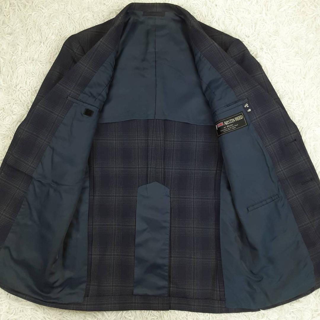 美品◎AUSTIN REED テーラードジャケット ネイビー チェック 背抜き