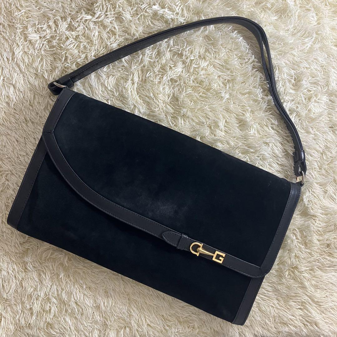 【美品】GUCCI スエード G金具 ホースビット スエード ワンショルダー