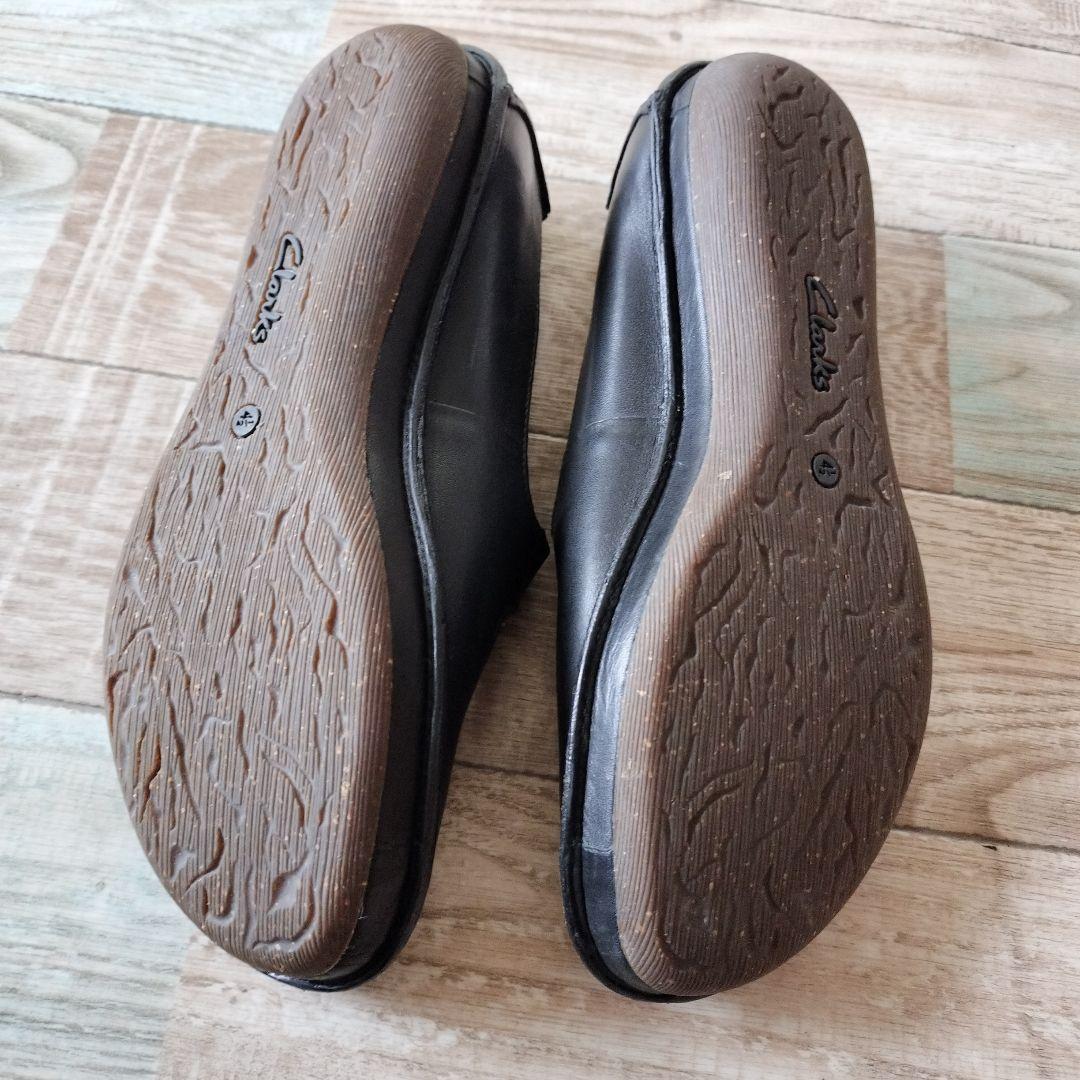 Clarks クラークス　ストラップレザーフラットシューズ　美品 Clarks クラークス ストラップレザーフラットシューズ 美品