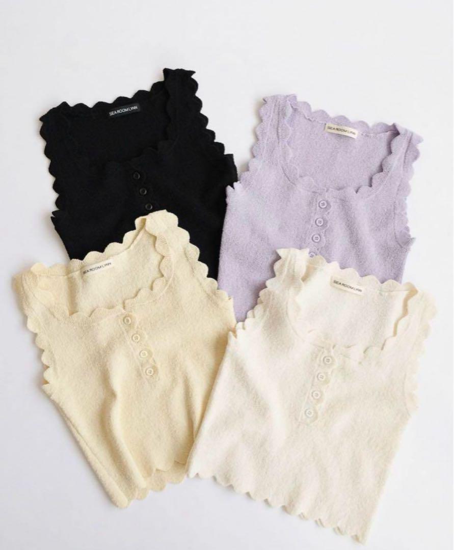 美品　searoomlynn カップin Crossブークレトップス Rose Ribbonカップinブークレキャミ