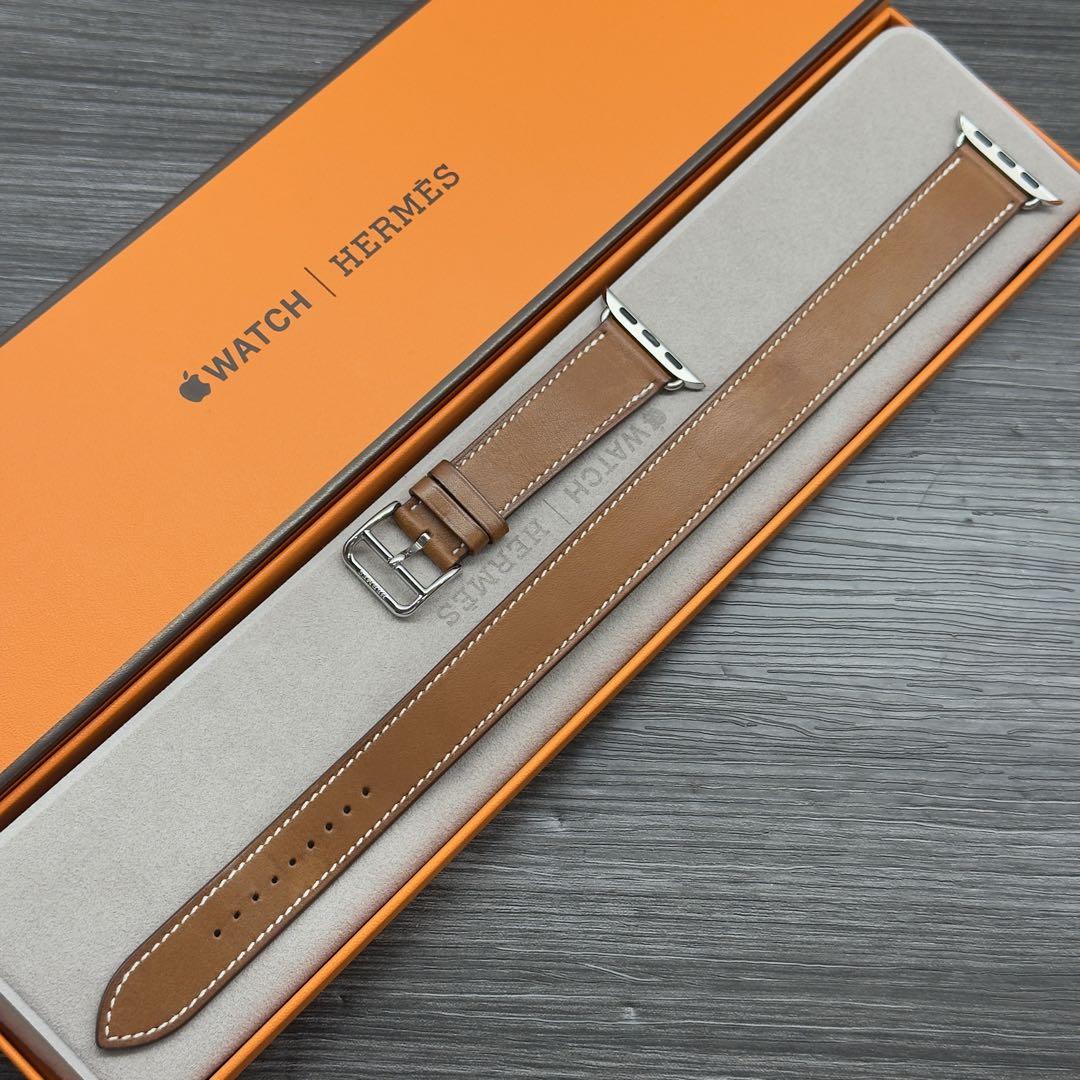 2672 Apple Watch エルメス　ブラウン　ドゥブルトゥール　二重