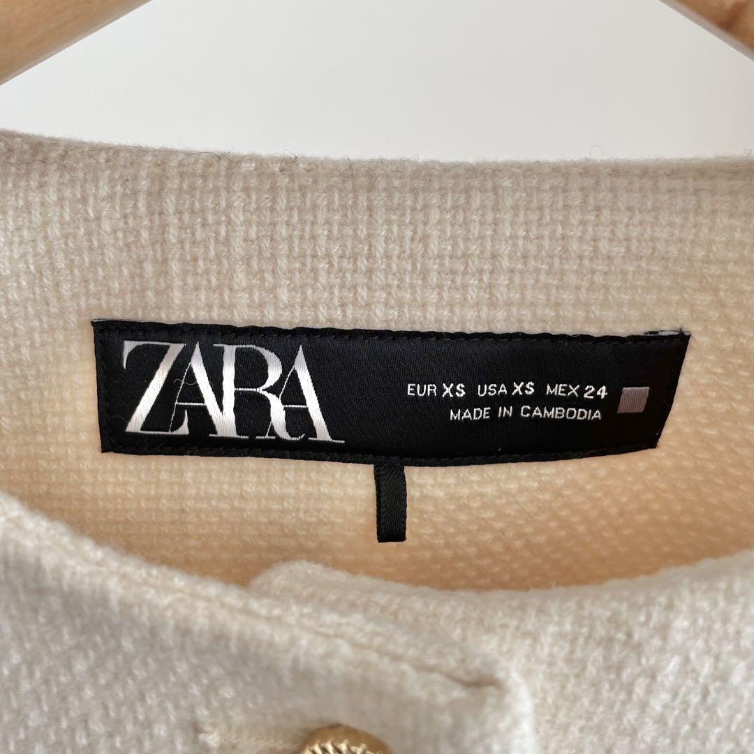未使用 ZARA クロップドブレザーフラップ 白 XS