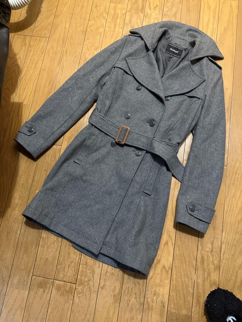 【hushash】新品未使用 グレー ダブルブレスト チェスターコート