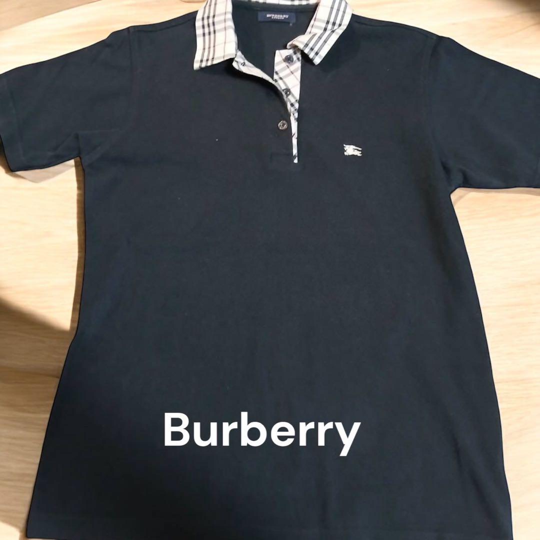 MENS』美品Burberry ネイビー チェック襟 ポロシャツ - メルカリ