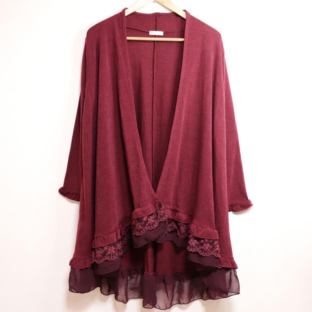 拡大推奨✨️ カーディガン ロング ニット レース 上品 クラシカル かわいい サマーニット レース ロング丈 マキシ丈 タック ロングカーディガン レディース ロング カーディガン トップス 羽織り 春夏 夏服 冷房対策  送料無料 | ヒメルストア